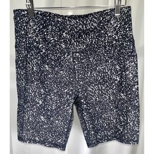 RBX Active Biker Shorts Black White Speckled Print Side Pockets Large
